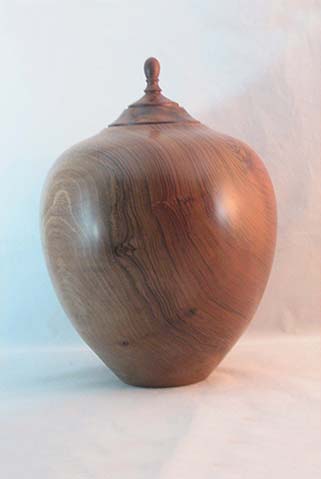 Hand Turned English Walnut Urn, 190 cu.in., $525