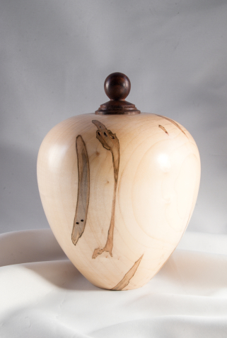 Hand Turned Ambrosia Maple Urn, 100 cu.in. $525