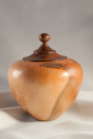 Hand Turned Ambrosia Maple Urn, 100 cu.in. $525