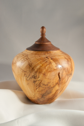 Hand Turned Quilted Maple Pet Urn, 60 cu.in. $325