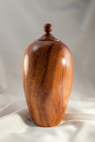 Hand Turned Lacewood Urn, 144 cu.in. $525