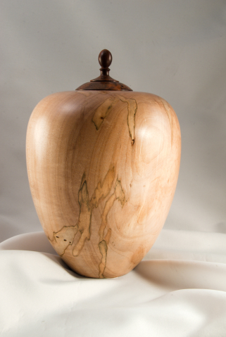 Hand Turned Ambrosia Maple Urn, 190 cu.in. $525