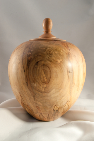 Hand Turned Ambrosia Maple Urn, 215 cu.in. $525