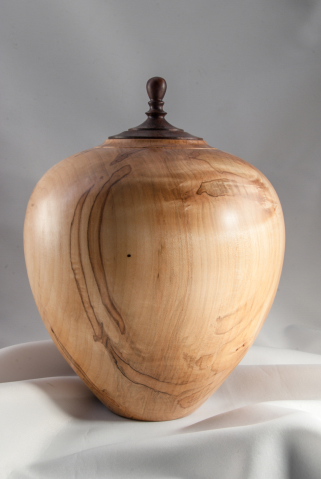 Hand Turned Quilted Ambrosia Maple Urn, 190 cu.in. $525