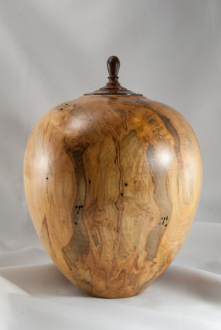 Hand Turned Ambrosia Maple Urn, 215 cu.in. $525