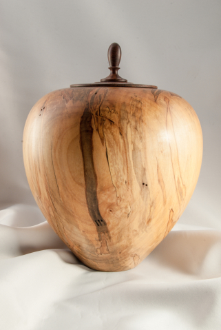 Hand Turned Ambrosia Maple Urn, 240 cu.in. $525