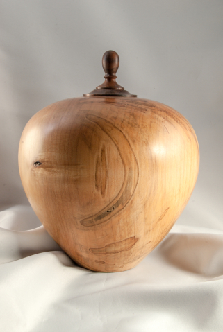 Hand Turned Ambrosia Maple Urn, 215 cu.in. $525