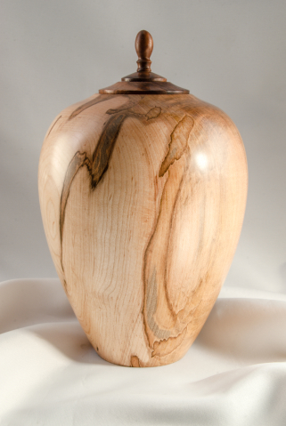 Hand Turned Ambrosia Maple Urn, 120 cu.in. $525