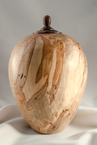 Hand Turned Ambrosia Maple Urn, 192 cu.in. $525