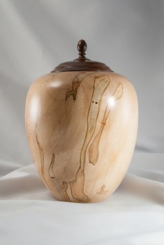 Hand Turned Ambrosia Maple Urn, 258 cu.in. $525