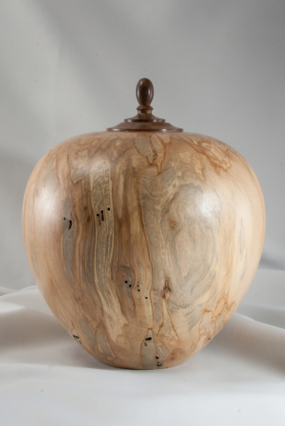 Hand Turned Ambrosia Maple urn, 216 cu.in. $525